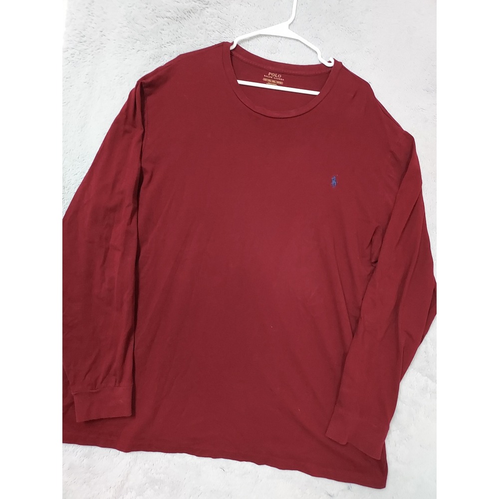 Polo Ralph Lauren Shirt Mens 2XLT Long Sleeve Crew Neck Maroon Preppy Cotton